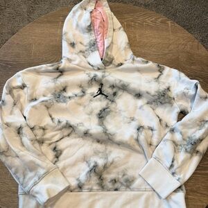 Girl’s Nike Jordan Marble Print Hoodie with Pink Lining